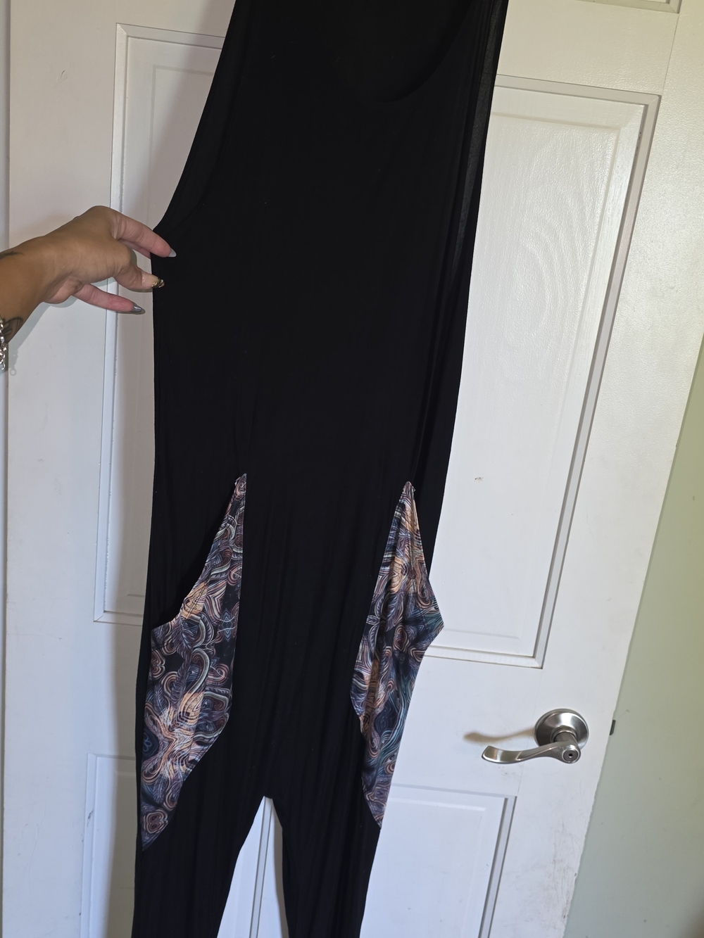 Artist AMANDA SAGE Black UNISEX JUMPER  with Patterned Side Panels